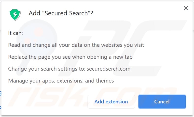Dirottatore del browser Secured Search che richiede autorizzazioni
