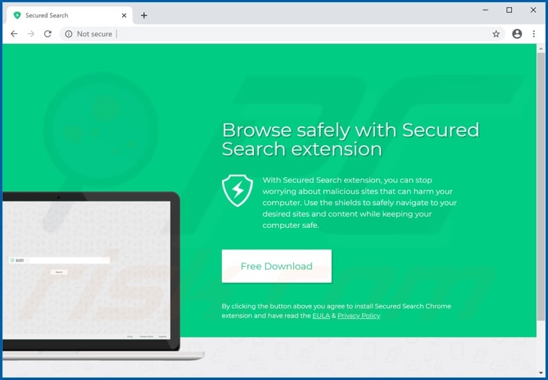 Sito web utilizzato per promuovere il dirottatore del browser Secured Search