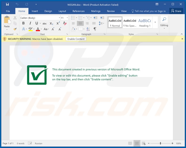 valak malware malicious nissan.doc document