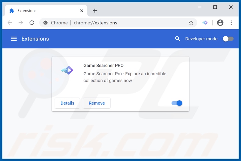 Removing search.gamesearcher.pro related Google Chrome extensions