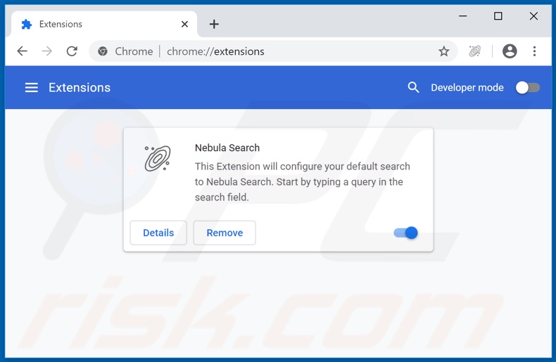 Rimozione delle estensioni di Google Chrome relative a nebulasearch.net