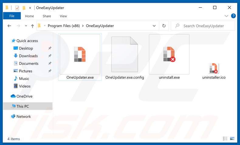 Screenshot dei file adware OneUpdater