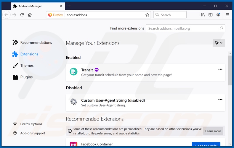 Rimozione delle estensioni da Mozilla Firefox relative a quicksearchtool.com