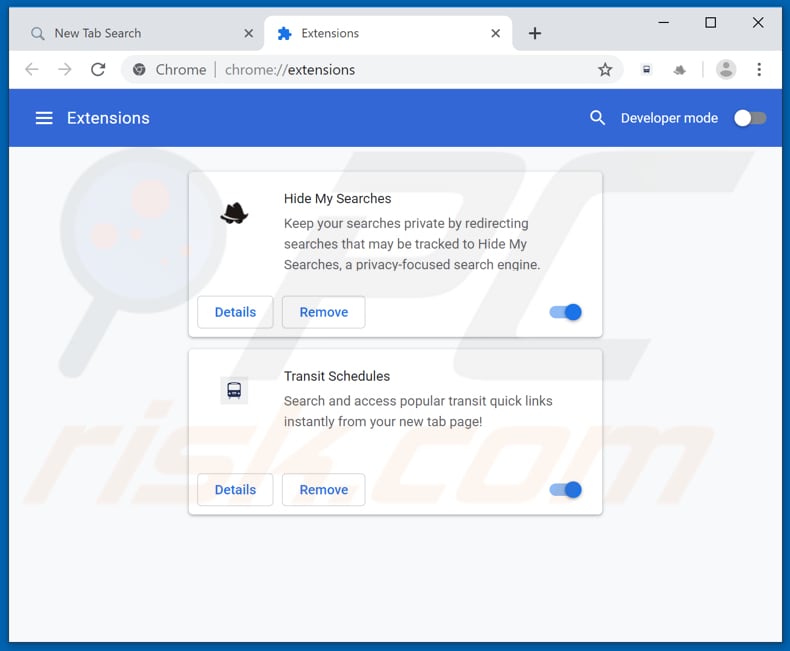 Rimozione delle estensioni di Google Chrome relative a stormsearch.net