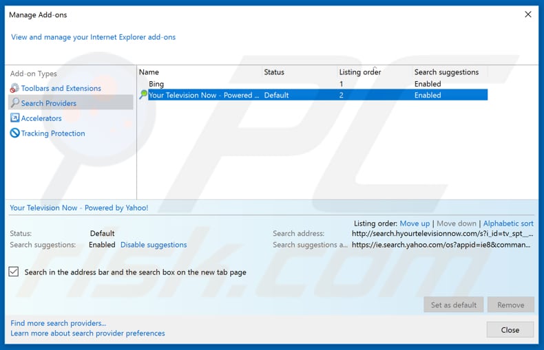 Rimozione di stormsearch.net dal motore di ricerca predefinito di Internet Explorer