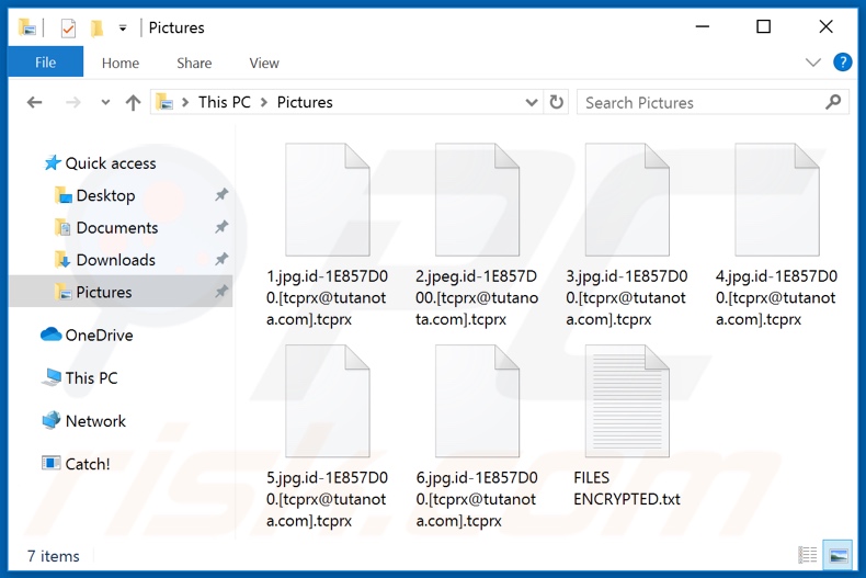 Files encrypted by Tcprx ransomware (.tcprx extension)