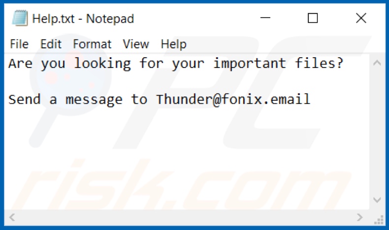 XINOF ransomware text file (Help.txt)