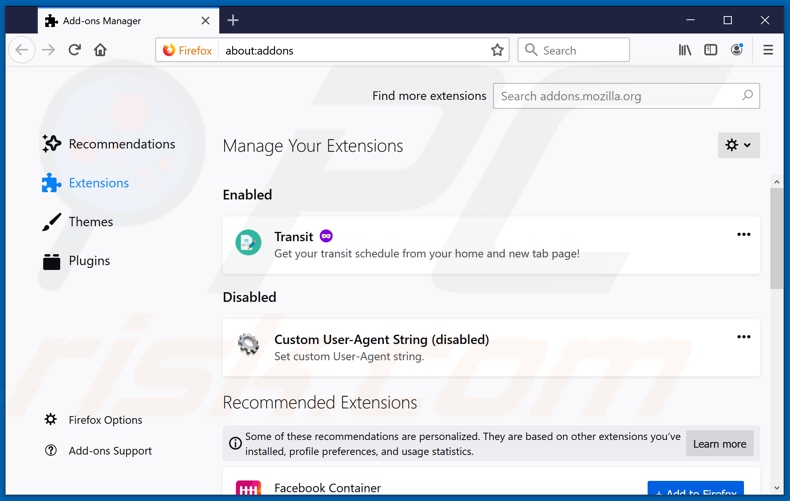 Rimuovere le estensioni canaglia da Mozilla Firefox passaggio 2