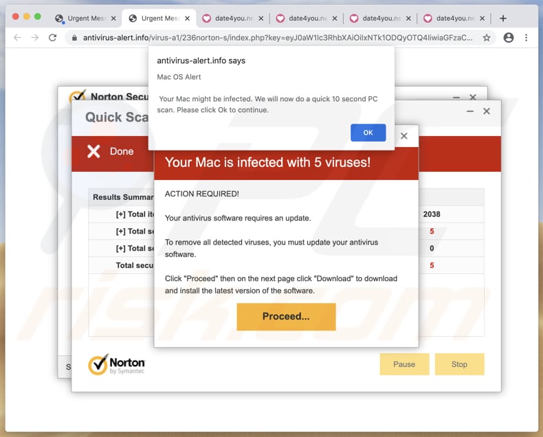 Your Mac is infected with 5 viruses! scam