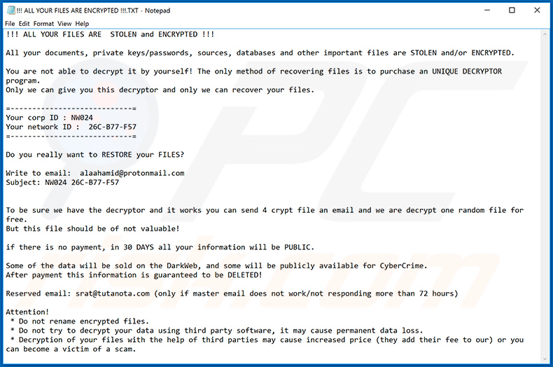 ZEPPELIN ransomware nota di riscatto (2020-07-17)