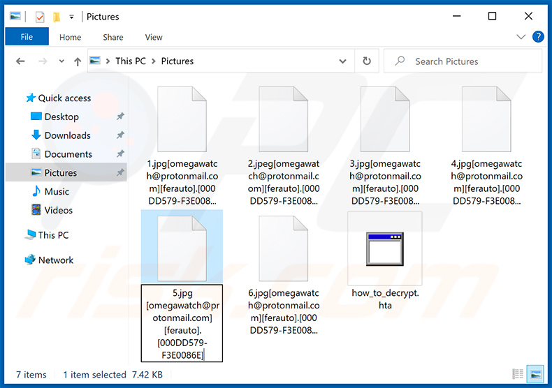 CryLock ransomware encrypted files ([omegawatch@protonmail.com[ferauto].[victim_ID] extension)