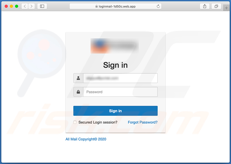 Sito web di phishing promosso tramite e-mail di spam a tema Mail Quota