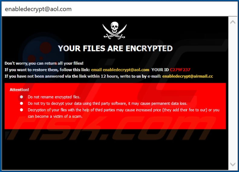 Rec decrypt instructions (pop-up window)