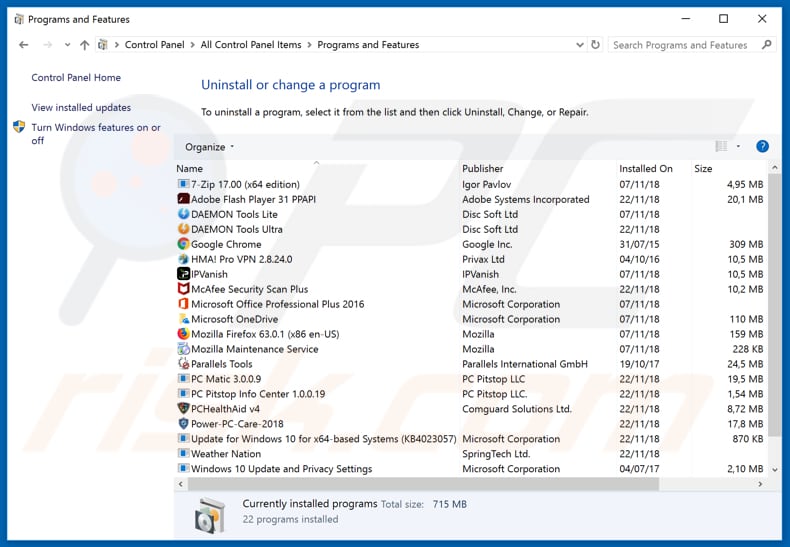 winki-search.com browser hijacker uninstall via Control Panel