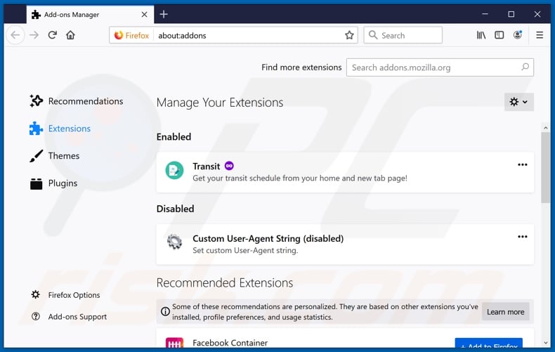 Removing charmsearching.com related Mozilla Firefox extensions