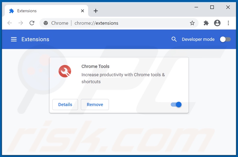 Rimozione degli annunci di Chrome Tools  da Google Chrome step 2