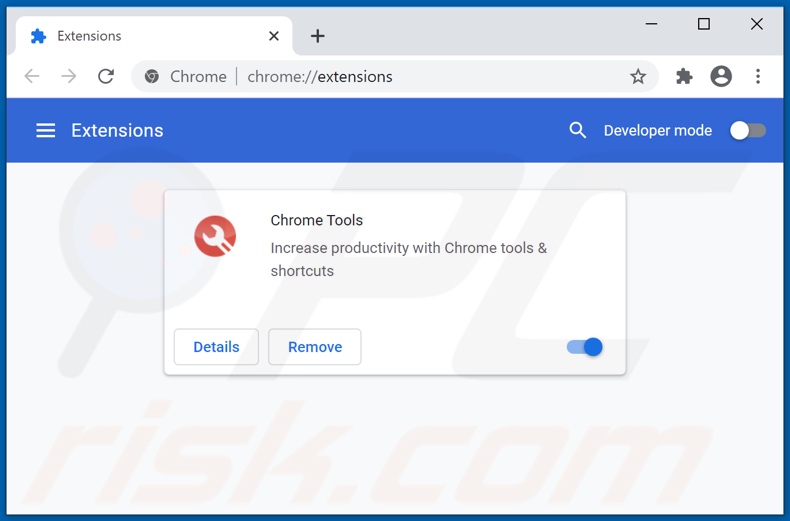 Rimozione degli annunci di Chrome Tools  da Google Chrome step 2