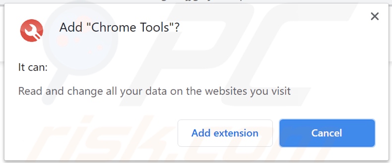 l'adware Chrome Tools che richiede autorizzazioni relative ai dati