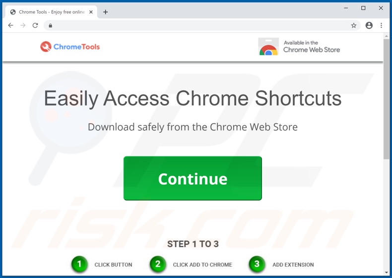 sito usato per promuovere Chrome Tools adware