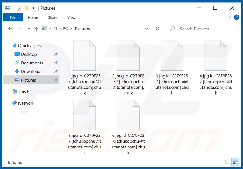 Files encrypted by Chuk ransomware (.chuk extension)