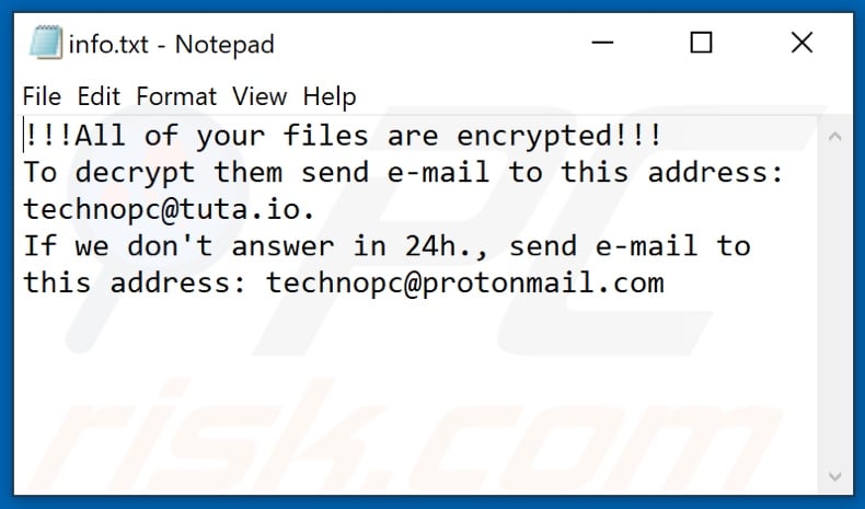 DLL (Phobos) ransomware text file (info.txt)