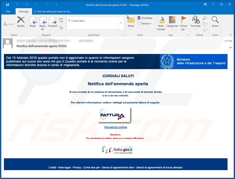 Comparsa di un'altra email di spam utilizzata per diffondere il Trojan Mekotio