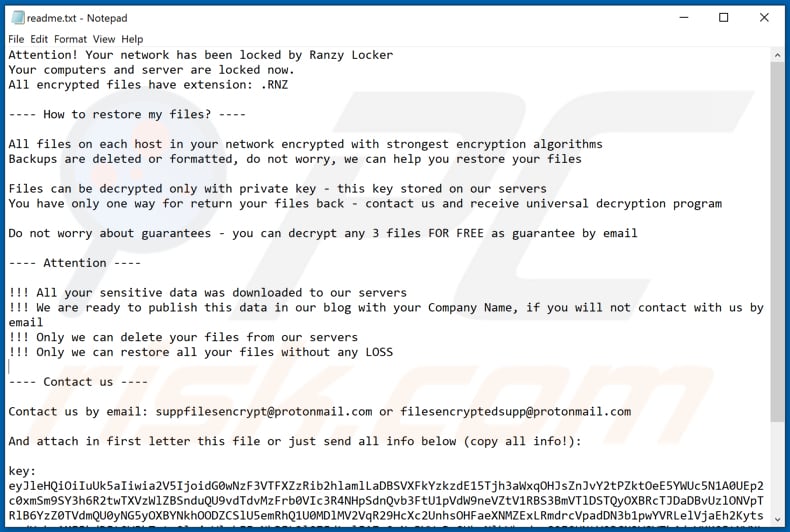 Ranzy Locker decrypt instructions (readme.txt)