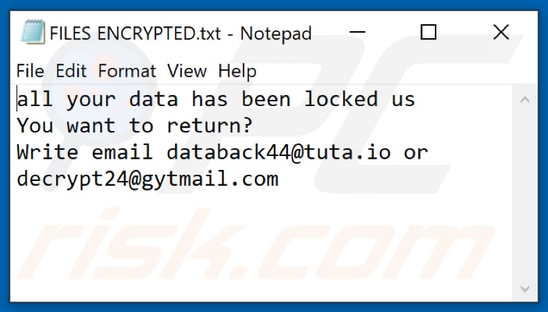 Teren ransomware text file (FILES ENCRYPTED.txt)