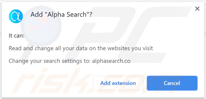 Notifica che afferma che Alpha Search può leggere e modificare determinati dati