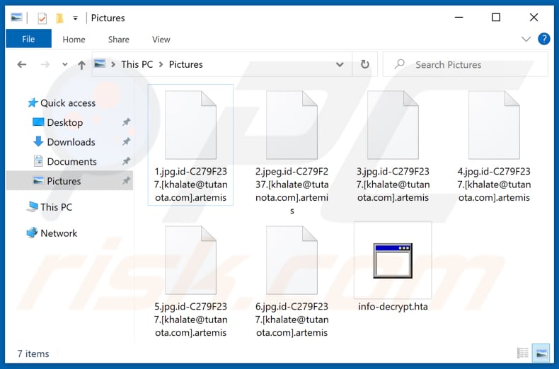 File crittografati da Artemis ransomware (estensione .artemis)