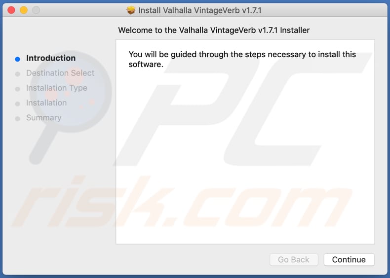 Screenshot del programma di installazione per la versione pirata di ValhallaVintageVerb, progettato per installare Bird Mine