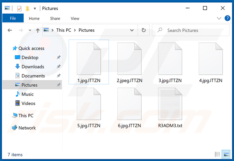Screenshot dei file crittografati con questa variante (estensione 