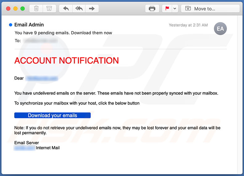 E-mail di spam utilizzata per scopi di phishing (2020-10-08 - campione 1)