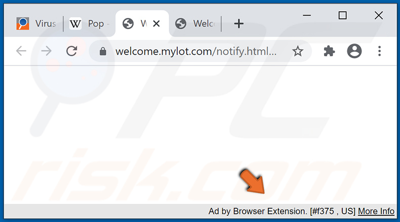 Intrusive ad delivered by d8yl+Hf7rX rogue Chrome extension