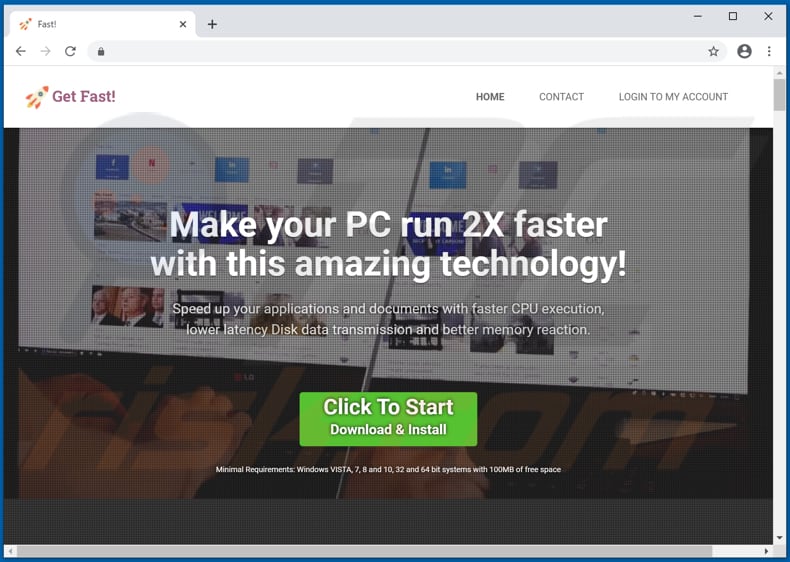 Sito web utilizzato per promuovere Fast! PUA