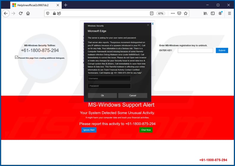 ms-windows support alert scam another variant