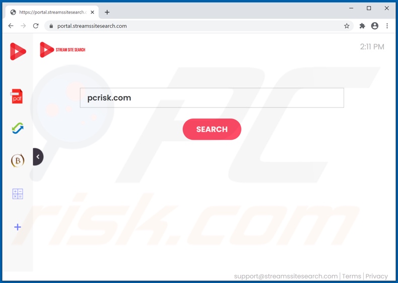 streamssitesearch.com browser hijacker