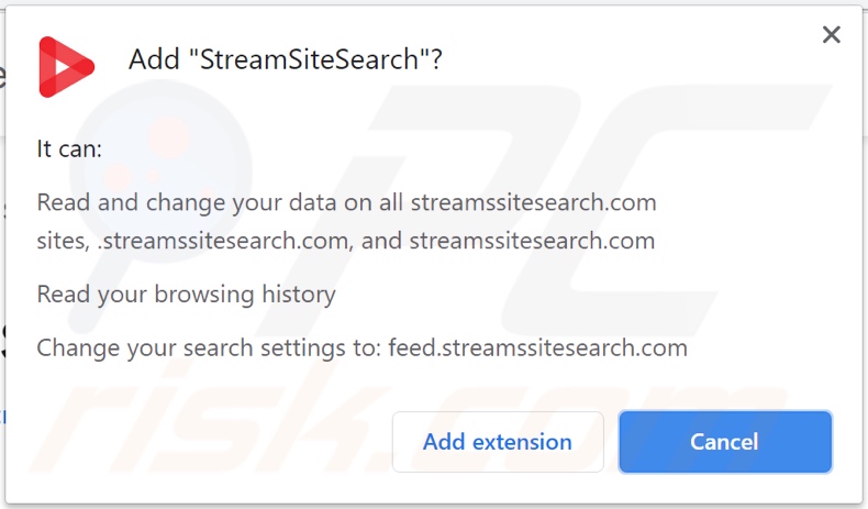 Dirottatore del browser StreamSiteSearch che richiede varie autorizzazioni