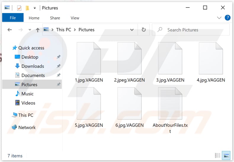 Files encrypted by VAGGEN ransomware (.VAGGEN extension)