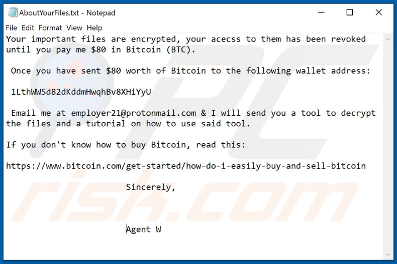 VAGGEN ransomware text file (AboutYourFiles.txt)