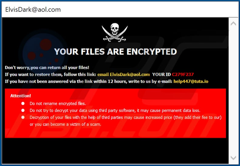 Elvis decrypt instructions (pop-up window)