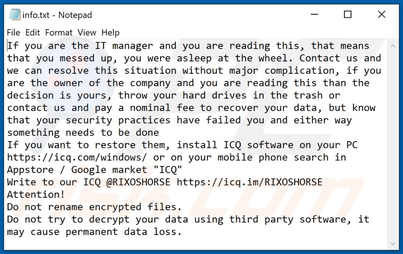 HOTEL ransomware text file (info.txt)