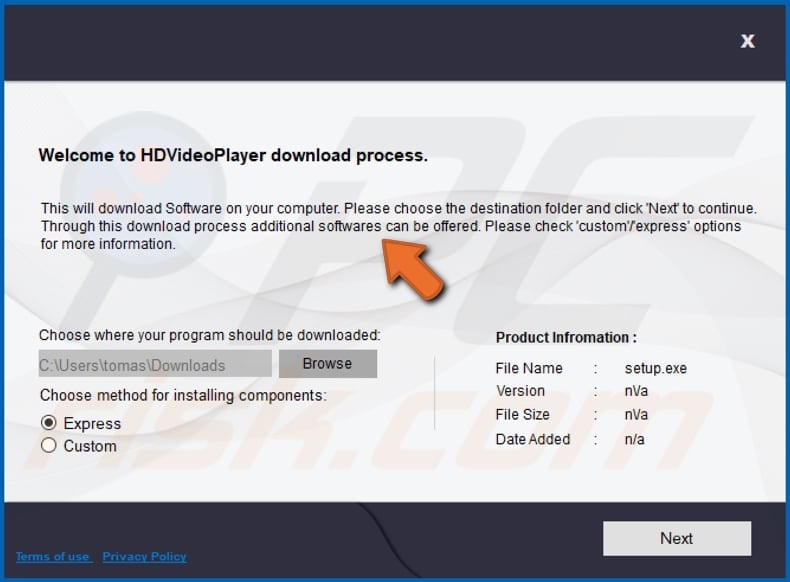 hyperlink search browser hijacker installer used for distribution