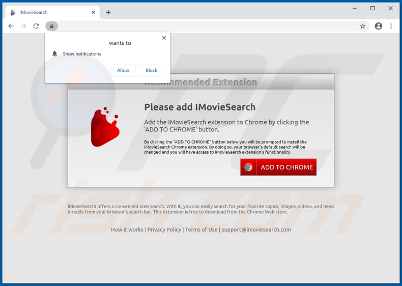 imoviesearch browser hijacker promoter chrome 2