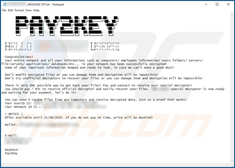 Pay2Key decrypt instructions (Company_Name-MESSAGE.TXT)