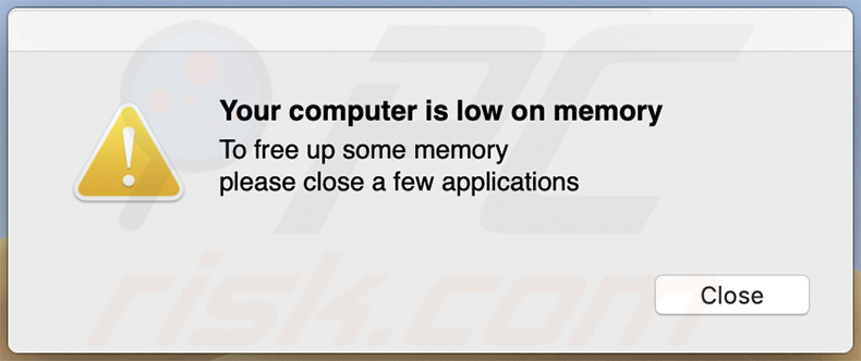 Il tuo computer ha poca memoria, una finta finestra pop-up fornita da un programma di installazione non autorizzato che promuove searchmarquis.com