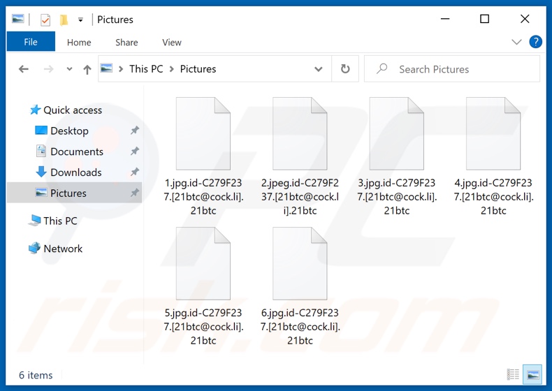 File crittografati da 21btc ransomware (estensione .21btc)
