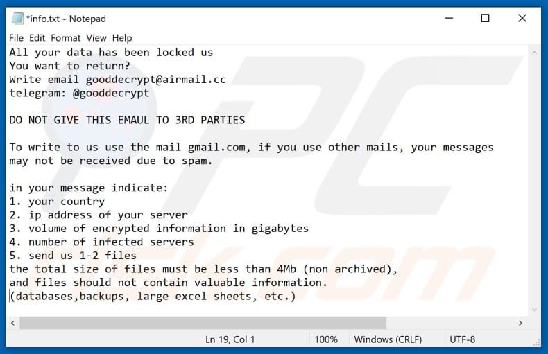 Banhu ransomware screenshot del fie 