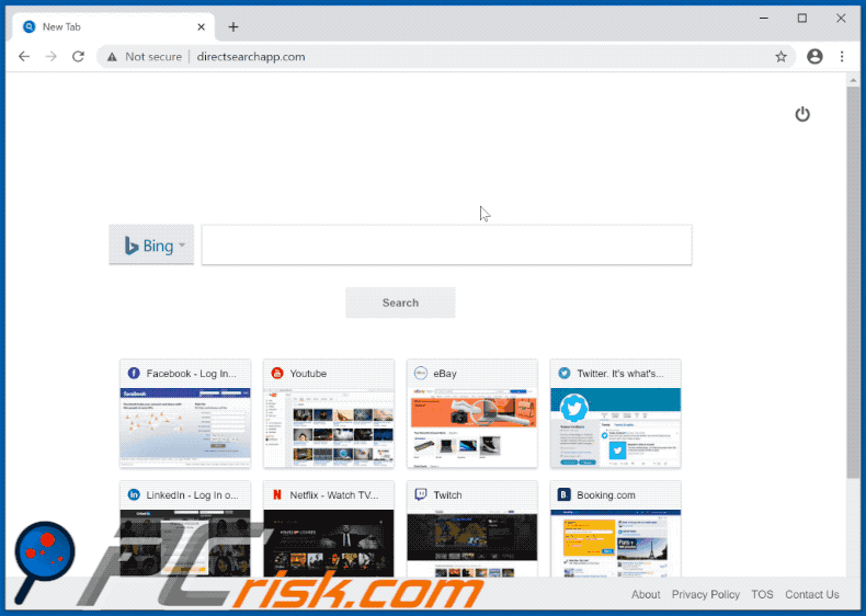 Directsearchapp.com aspetto del sito web (GIF)