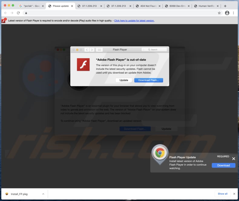 Sito Web di truffa che promuove programmi di installazione ingannevoli progettati per installare l'adware FPVideo